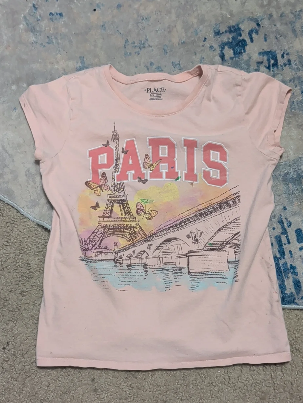 The Children's Place Pink Paris Eiffel Tower Graphic Tee Girls Large